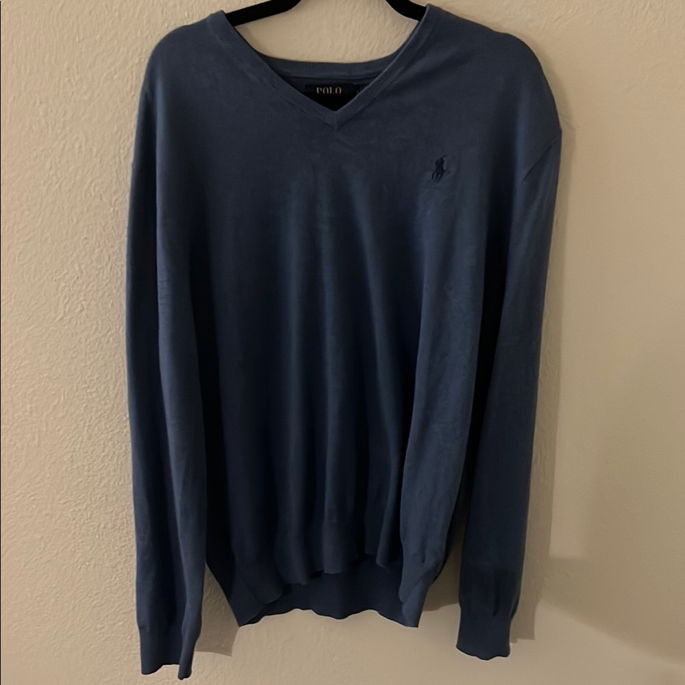 Polo by Ralph Lauren Men's Blue V-Neck Sweater